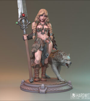 Barbare femme lance - loup