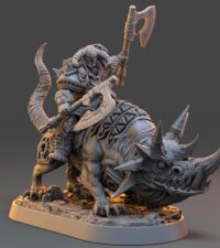 Guerrier haches sur monstre