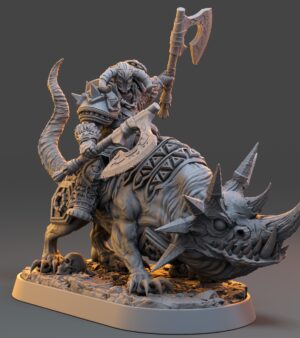 Guerrier haches sur monstre