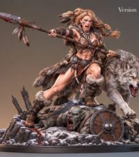 Barbare femme lance - loup