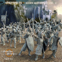Groupe gardes et chevaliers épée - lance - bouclier - arc - armure - cheval