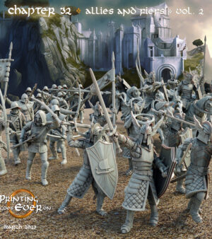 Groupe gardes et chevaliers épée - lance - bouclier - arc - armure - cheval