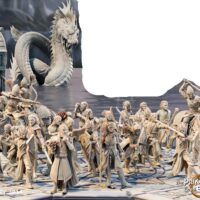 Groupe guerriers du port épée - lance - bouclier - arc - cheval - serpent