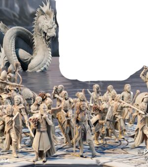 Groupe guerriers du port épée - lance - bouclier - arc - cheval - serpent