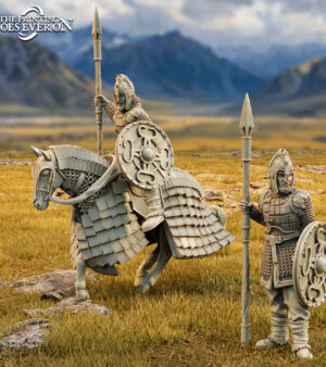 Groupe chevaliers lance - bouclier - cheval - armure