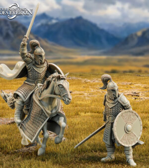 Groupe chevaliers épée - bouclier - armure - cheval