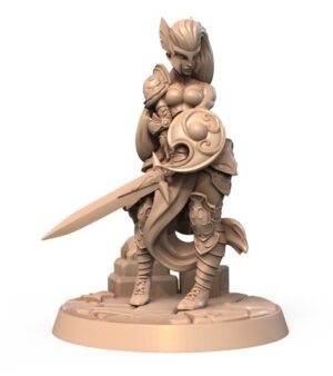 Chevalier femme épée - bouclier - armure