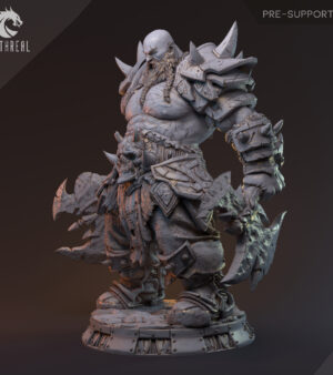 Guerrier haches sur monstre