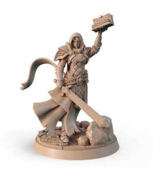 Chevalier femme épée - armure - livre