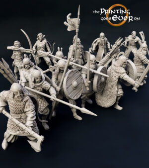 Groupe vikings arc - épée - lance - hache - bouclier