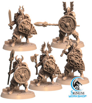 Groupe vikings hache - lance - bouclier
