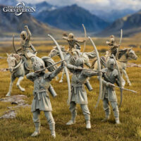 Groupe archers arc - cheval