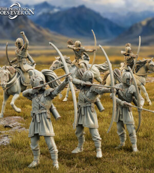 Groupe archers arc - cheval