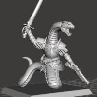 Serpent avec épée et pistolet