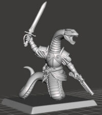 Serpent avec épée et pistolet