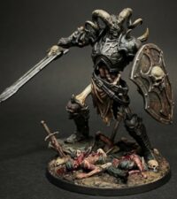 Squelette zombie géant avec épée et bouclier