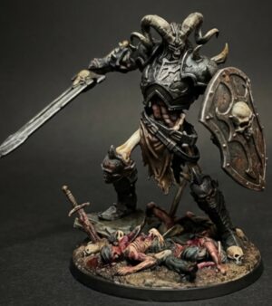 Squelette zombie géant avec épée et bouclier