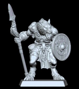 Loup-Garou avec lance et bouclier